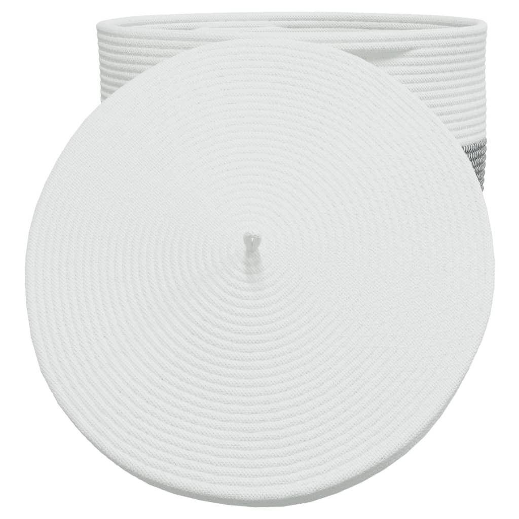 Storage Basket With Lid White And Ø40X35 Cm Cotton