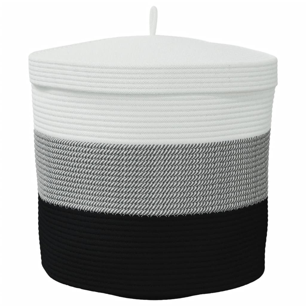 Storage Basket With Lid White And Ø40X35 Cm Cotton