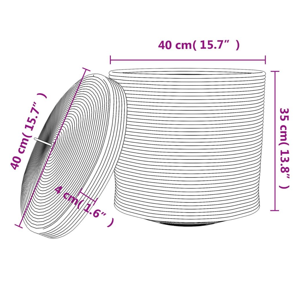 Storage Basket With Lid White And Ø40X35 Cm Cotton