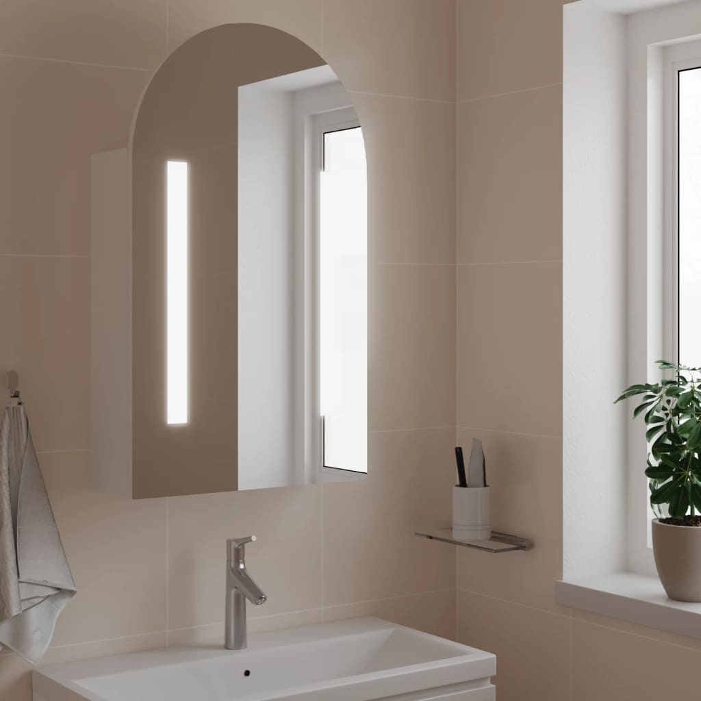 Bathroom Mirror Cabinet With Led Light Arched 42X13X70 Cm