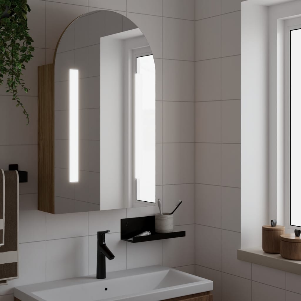 Bathroom Mirror Cabinet With Led Light Arched 42X13X70 Cm