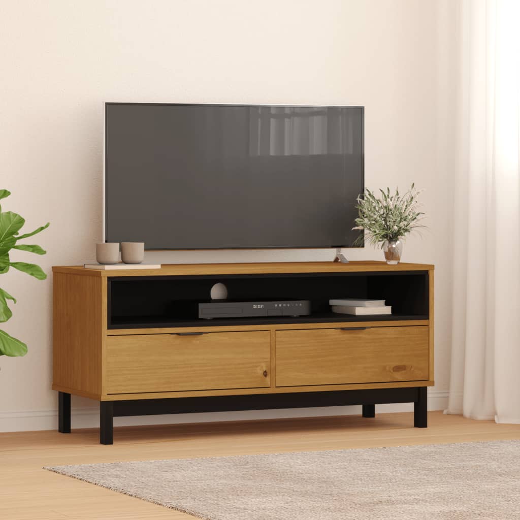 Tv Cabinet Flam 110X40X50 Cm Solid Wood Pine