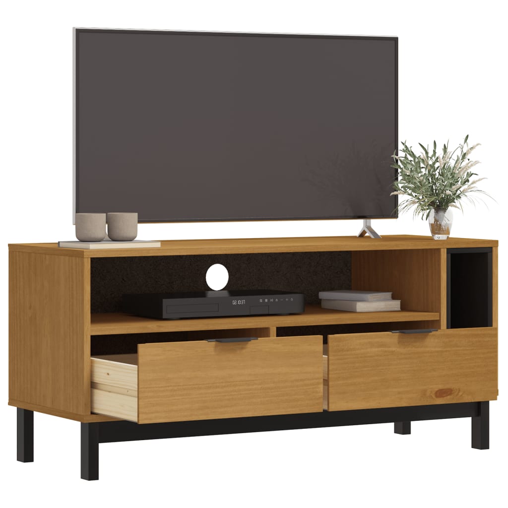 Tv Cabinet Flam 110X40X50 Cm Solid Wood Pine