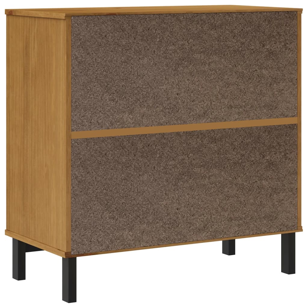 Sideboard With Glass Door Flam 80X40X80 Cm Solid Wood Pine