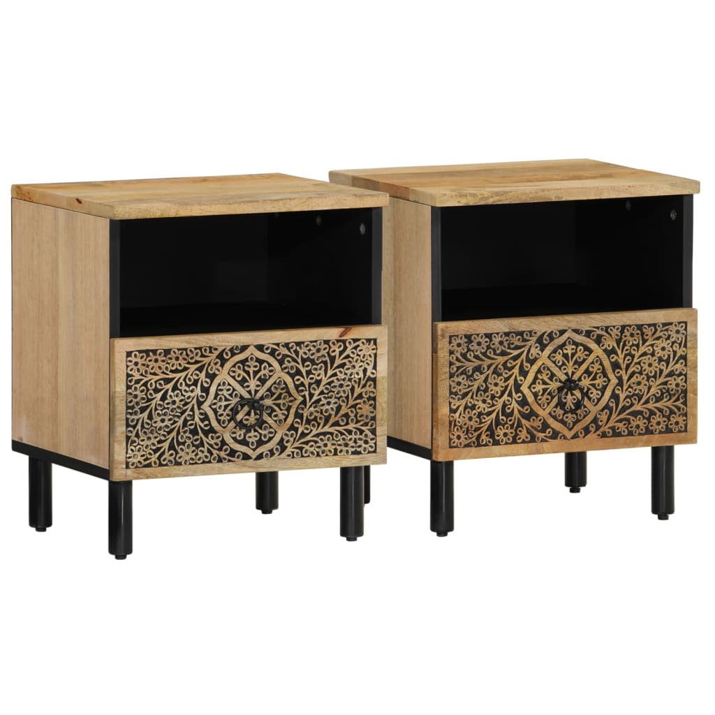 Bedside Cabinets 2 Pcs 40X33X46 Cm Solid Wood Mango