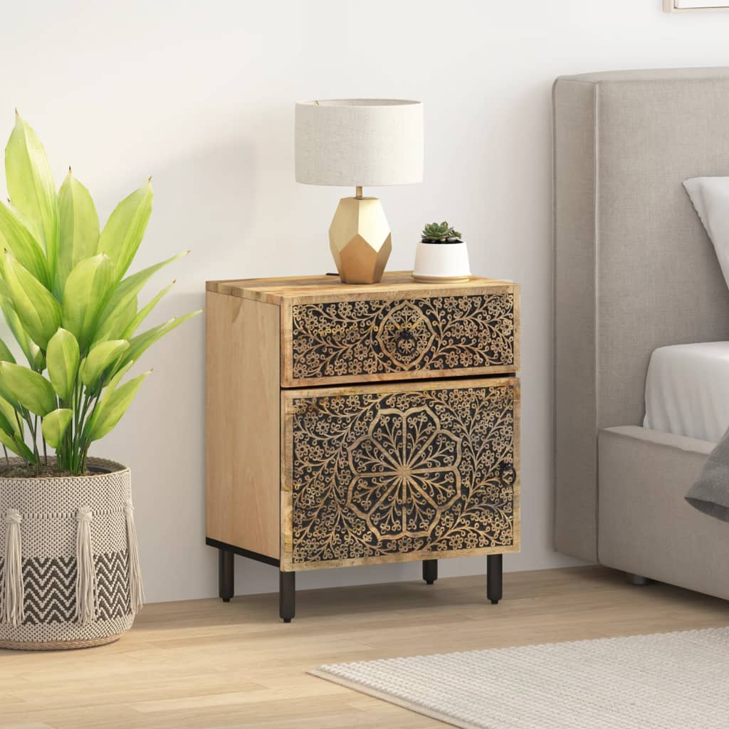 Bedside Cabinet 50X33X60 Cm Solid Wood Mango