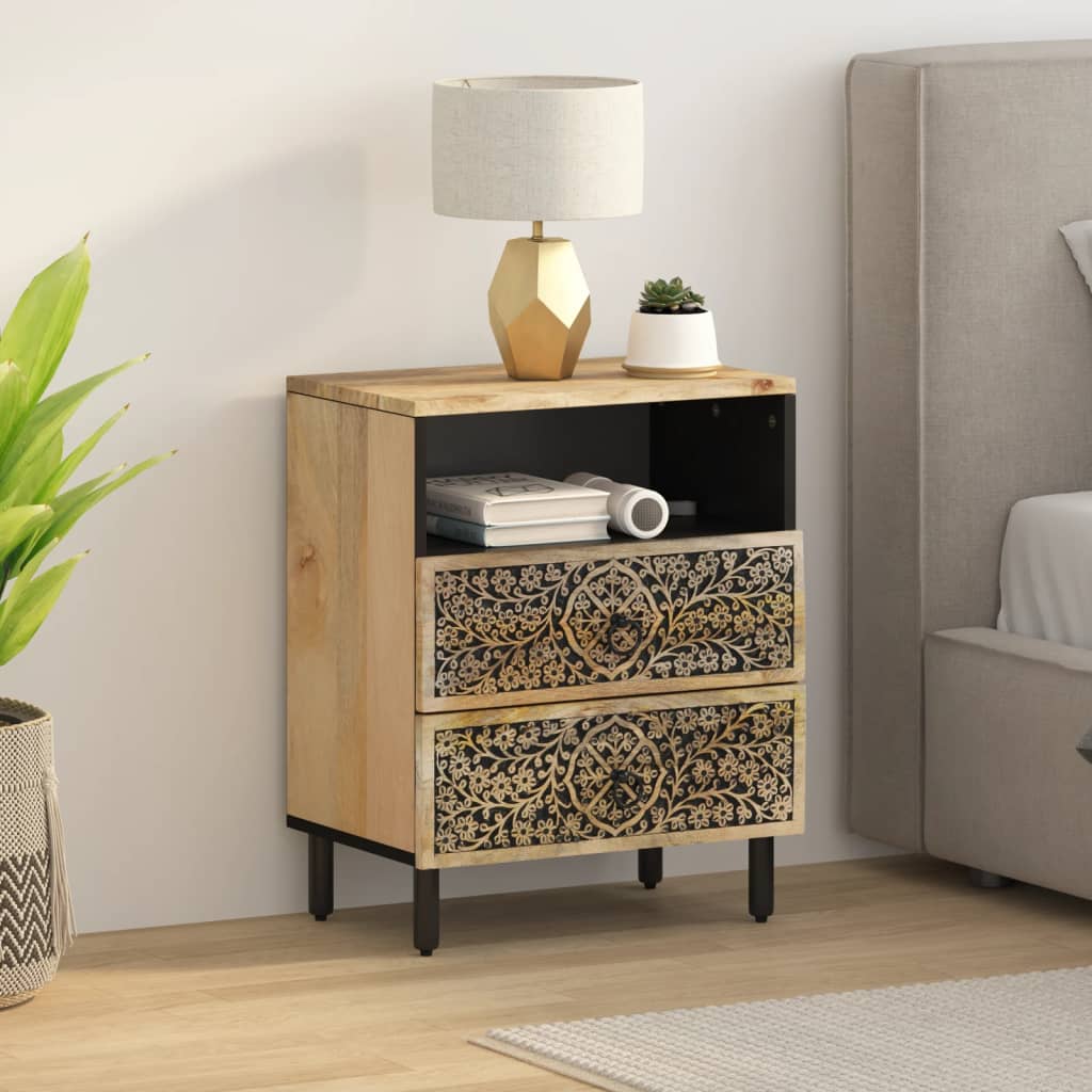 Bedside Cabinet 50X33X60 Cm Solid Wood Mango