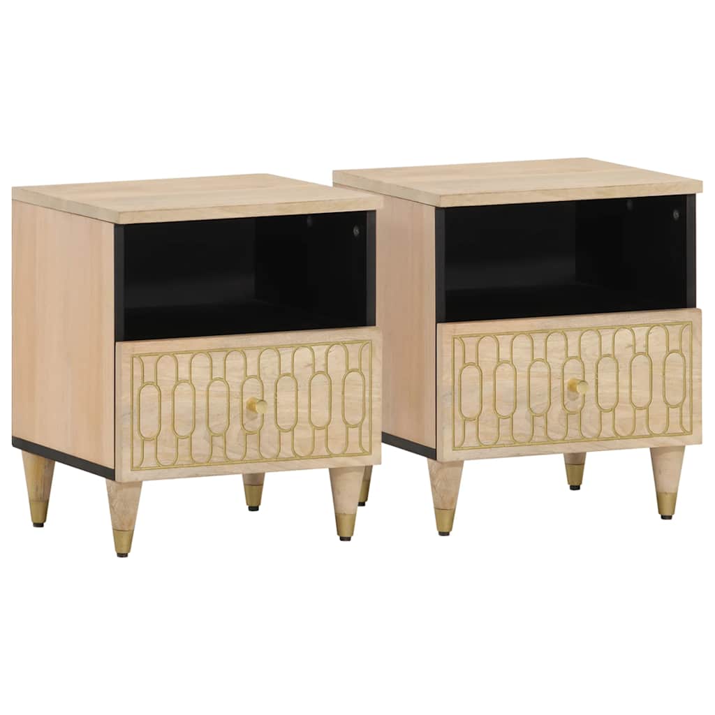 Bedside Cabinets 2 Pcs 40X33X46 Cm Solid Wood Mango