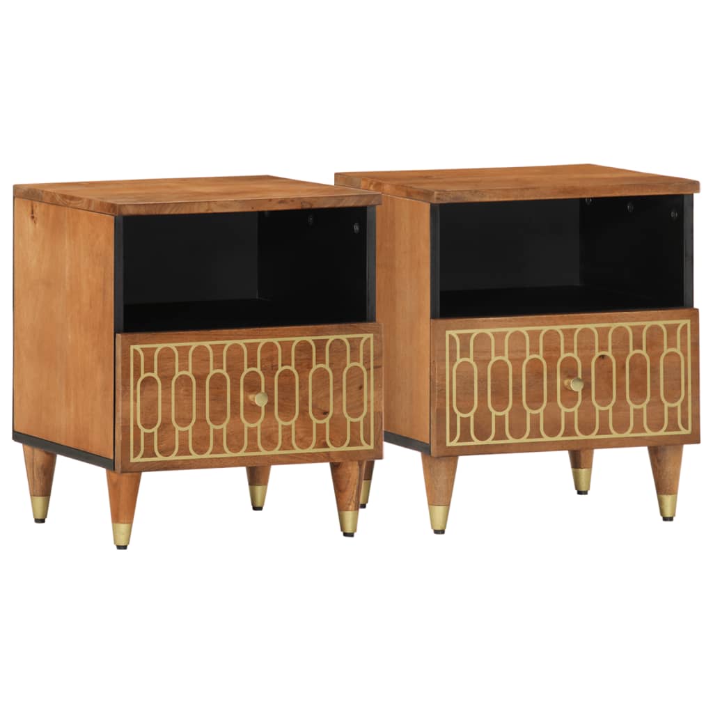 Bedside Cabinets 2 Pcs 40X33X46 Cm Solid Wood Mango