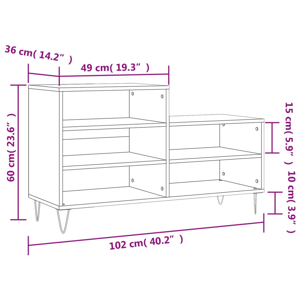 Shoe Cabinet 102X36X60 Cm Engineered Wood