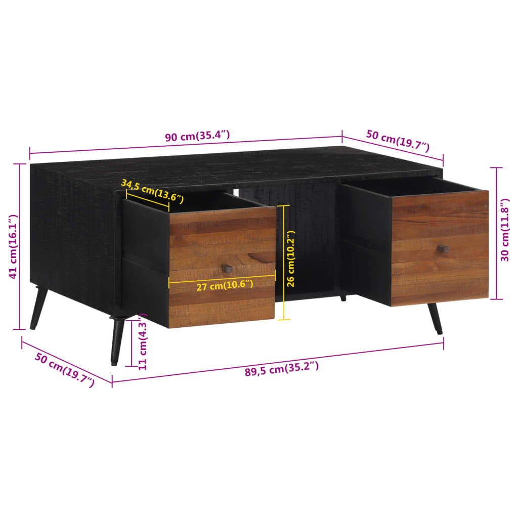 Coffee Table 90X50X41 Cm Solid Reclaimed Teak