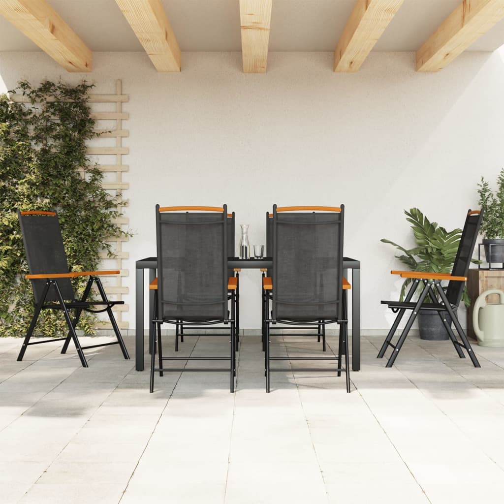 7 Piece Garden Dining Set Aluminium Black