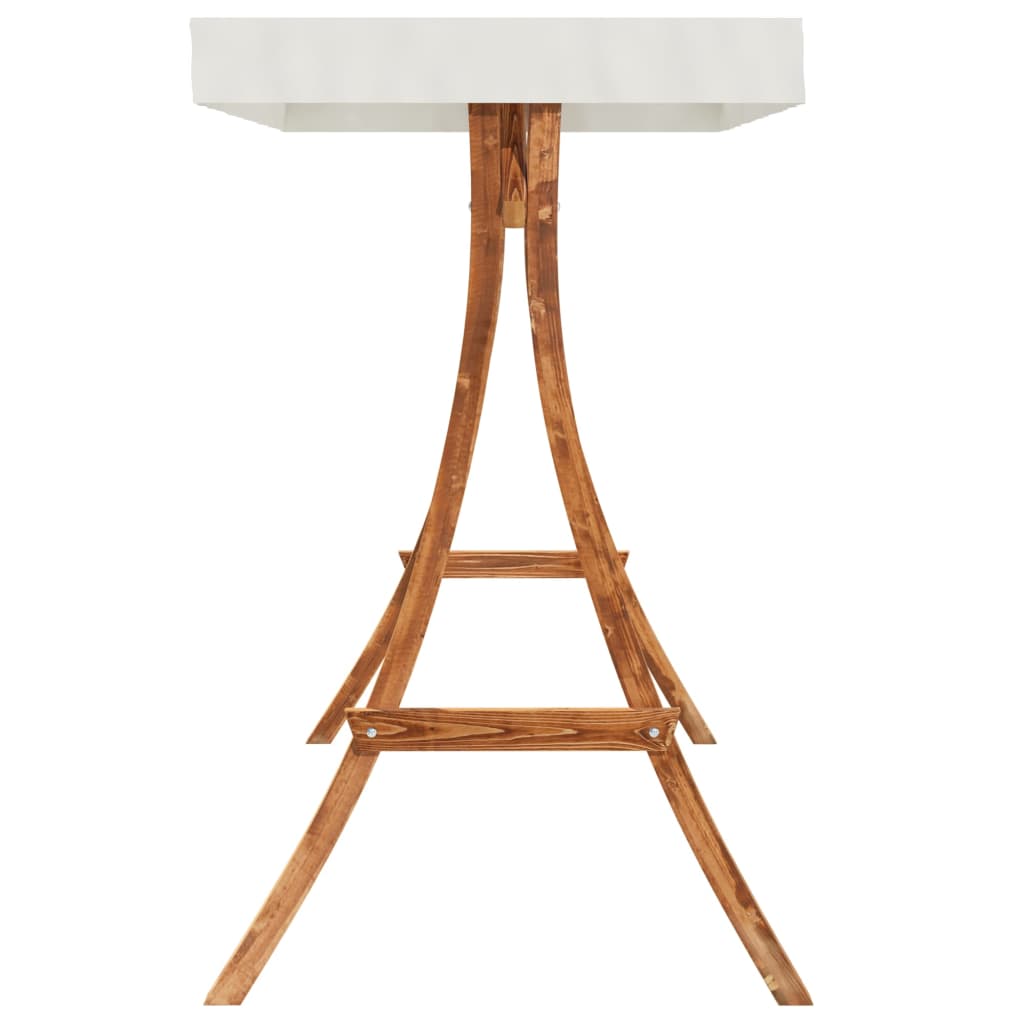 Swing Bed With Canopy Solid Wood Spruce With Teak Finish