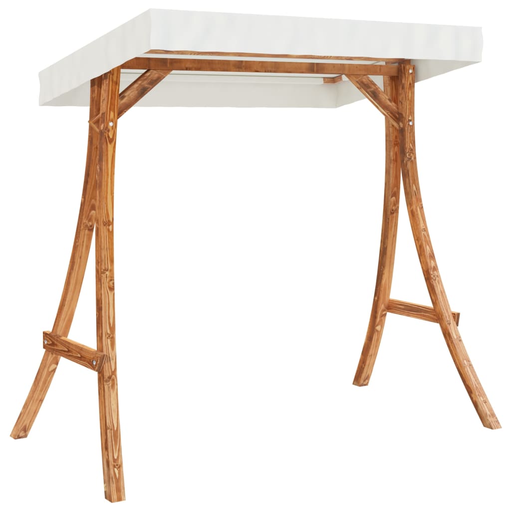 Swing Bench With Canopy Solid Wood Spruce With Teak Finish