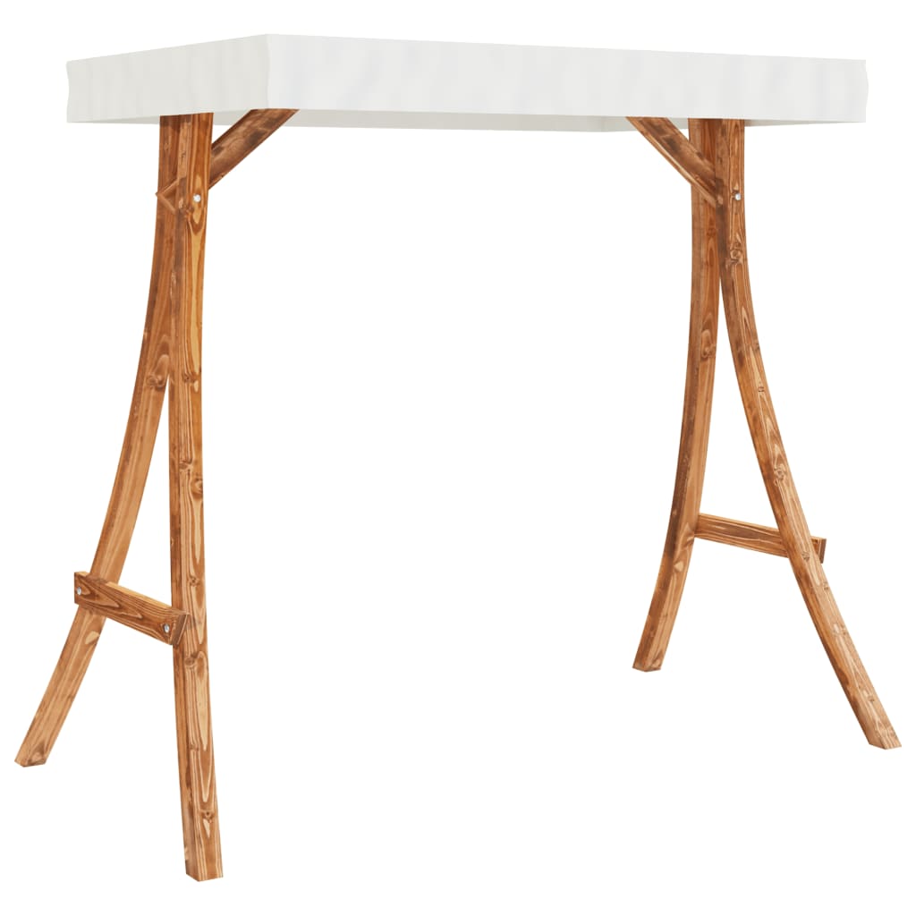 Swing Bench With Canopy Solid Wood Spruce With Teak Finish