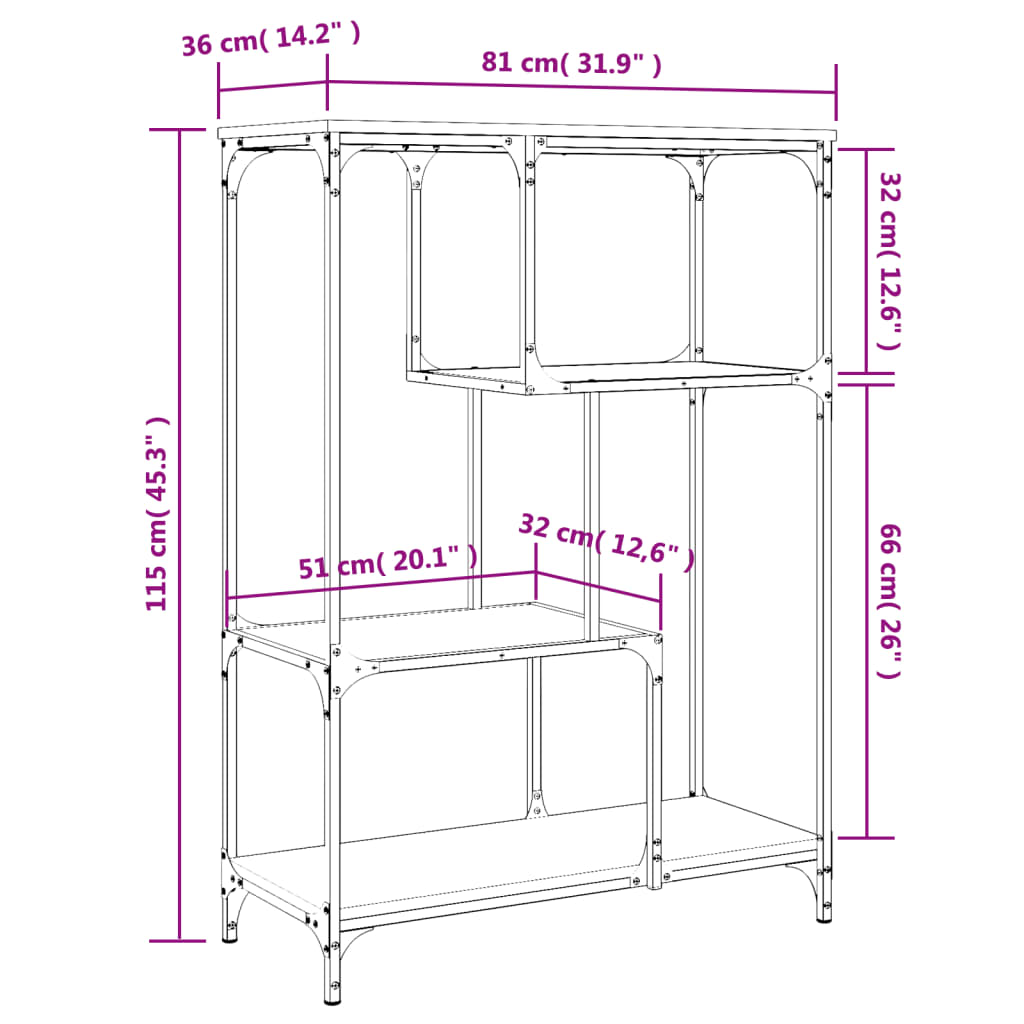 Bookshelf Engineered Wood And Steel