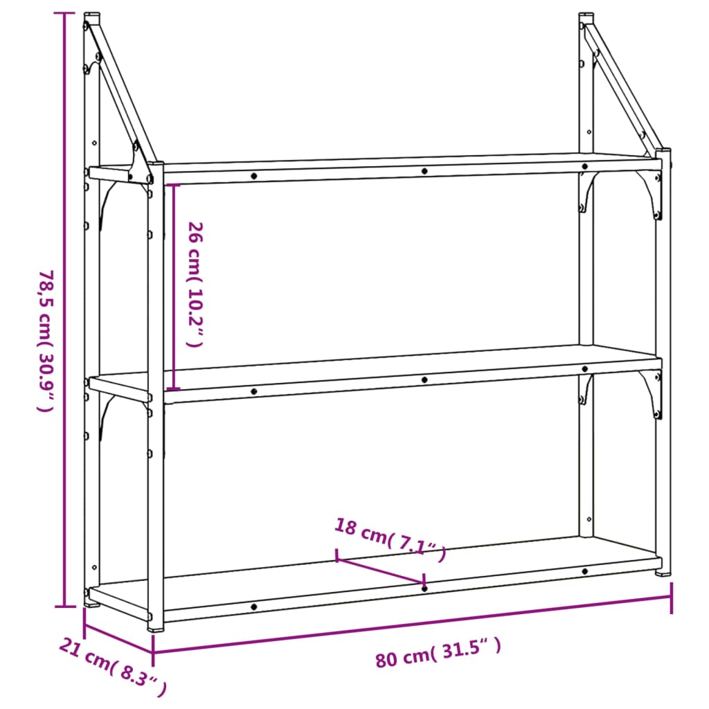 3-Tier Wall Shelf Engineered Wood