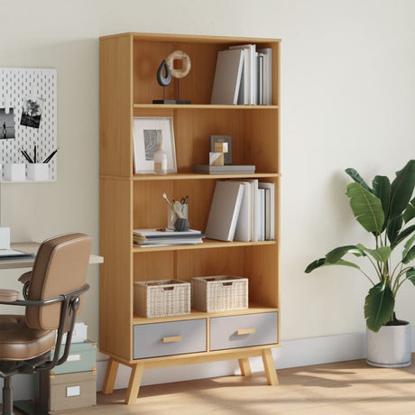 Bookcase 4-Tier Olden Solid Wood Pine