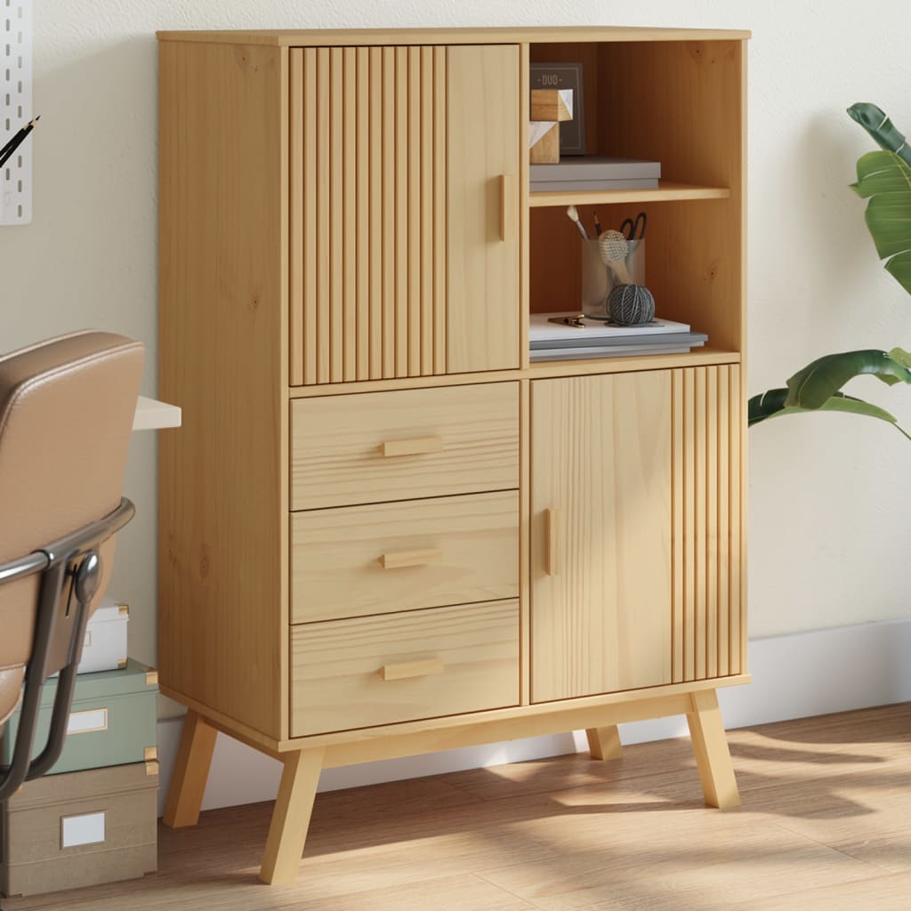 Highboard Olden 85X43X125 Cm Solid Wood Pine