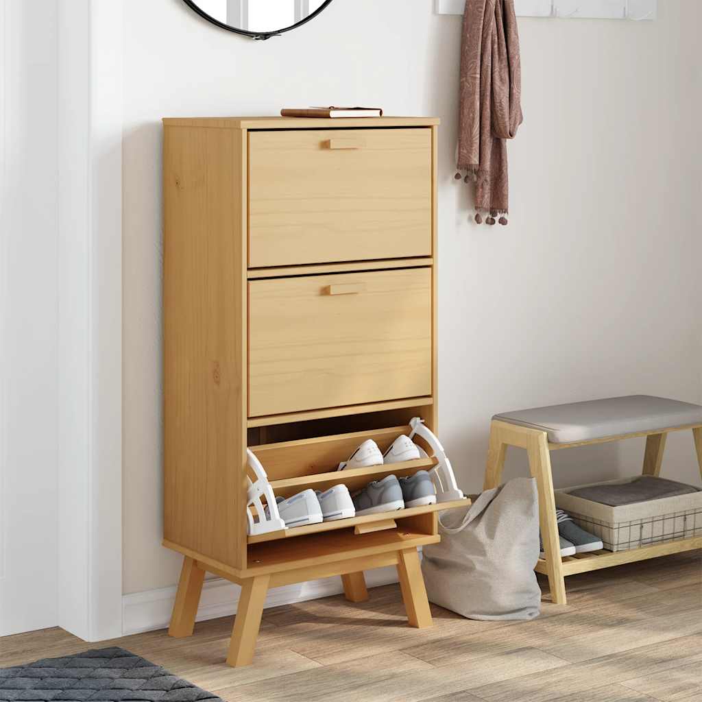 Shoe Cabinet Olden 55X35X120Cm Solid Wood Pine