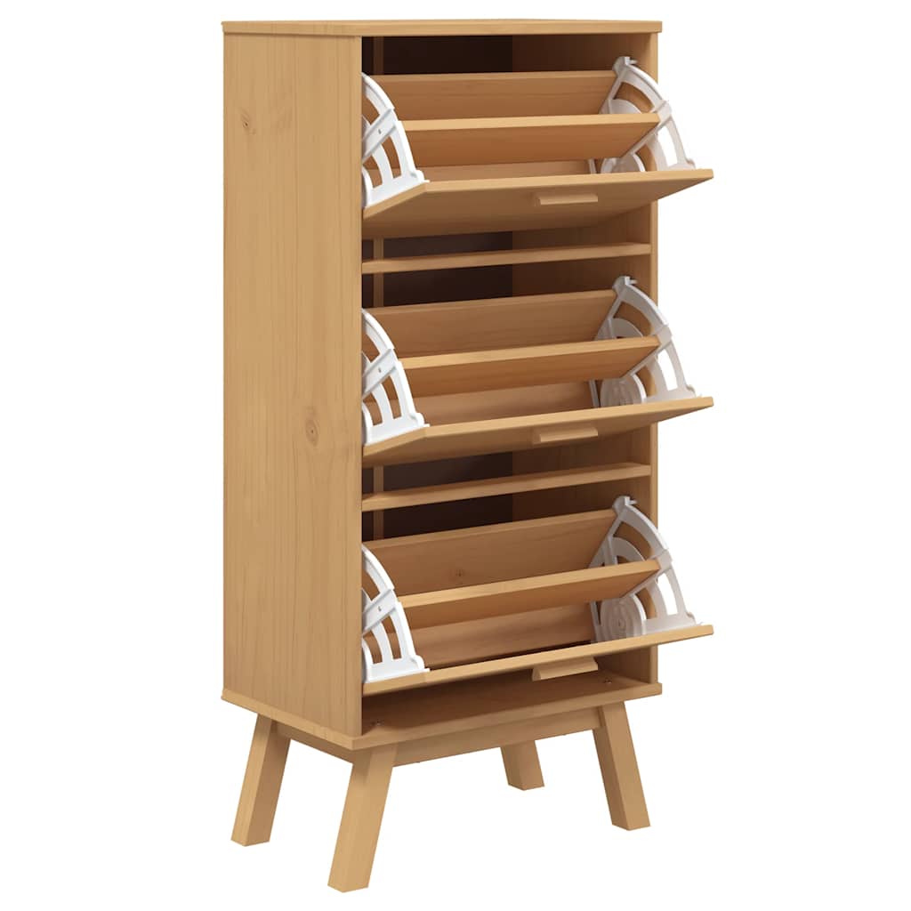 Shoe Cabinet Olden 55X35X120Cm Solid Wood Pine