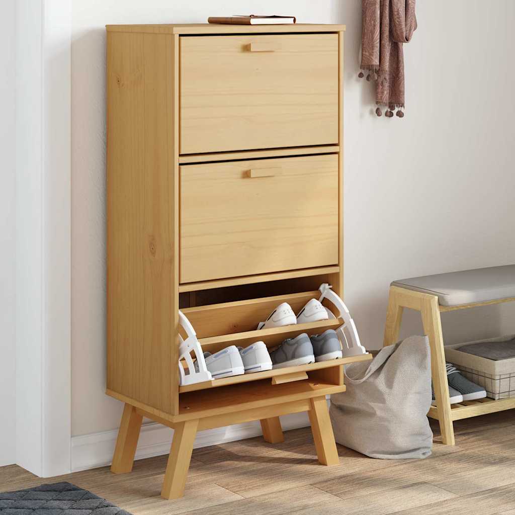 Shoe Cabinet Olden 55X35X120Cm Solid Wood Pine
