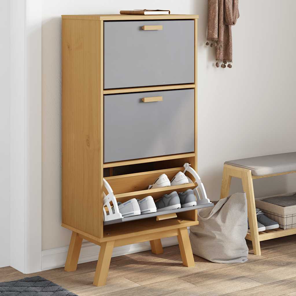 Shoe Cabinet Olden 55X35X120Cm Solid Wood Pine