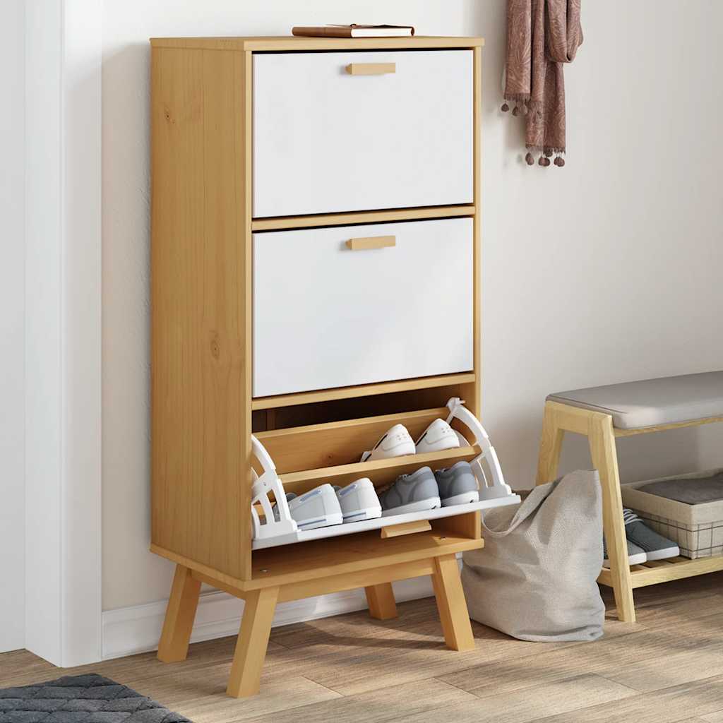 Shoe Cabinet Olden 55X35X120Cm Solid Wood Pine
