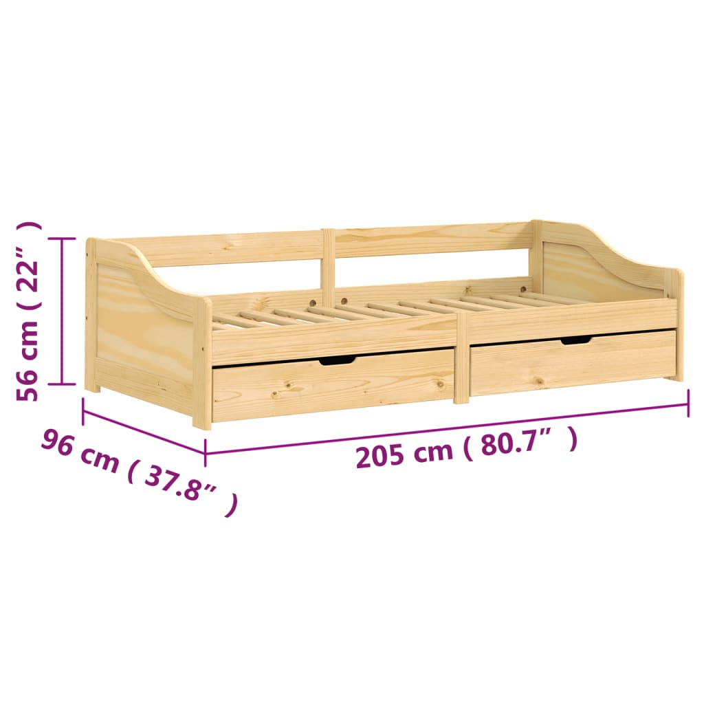 Day Bed With 2 Drawers Without Mattress "Irun" 90X200 Cm