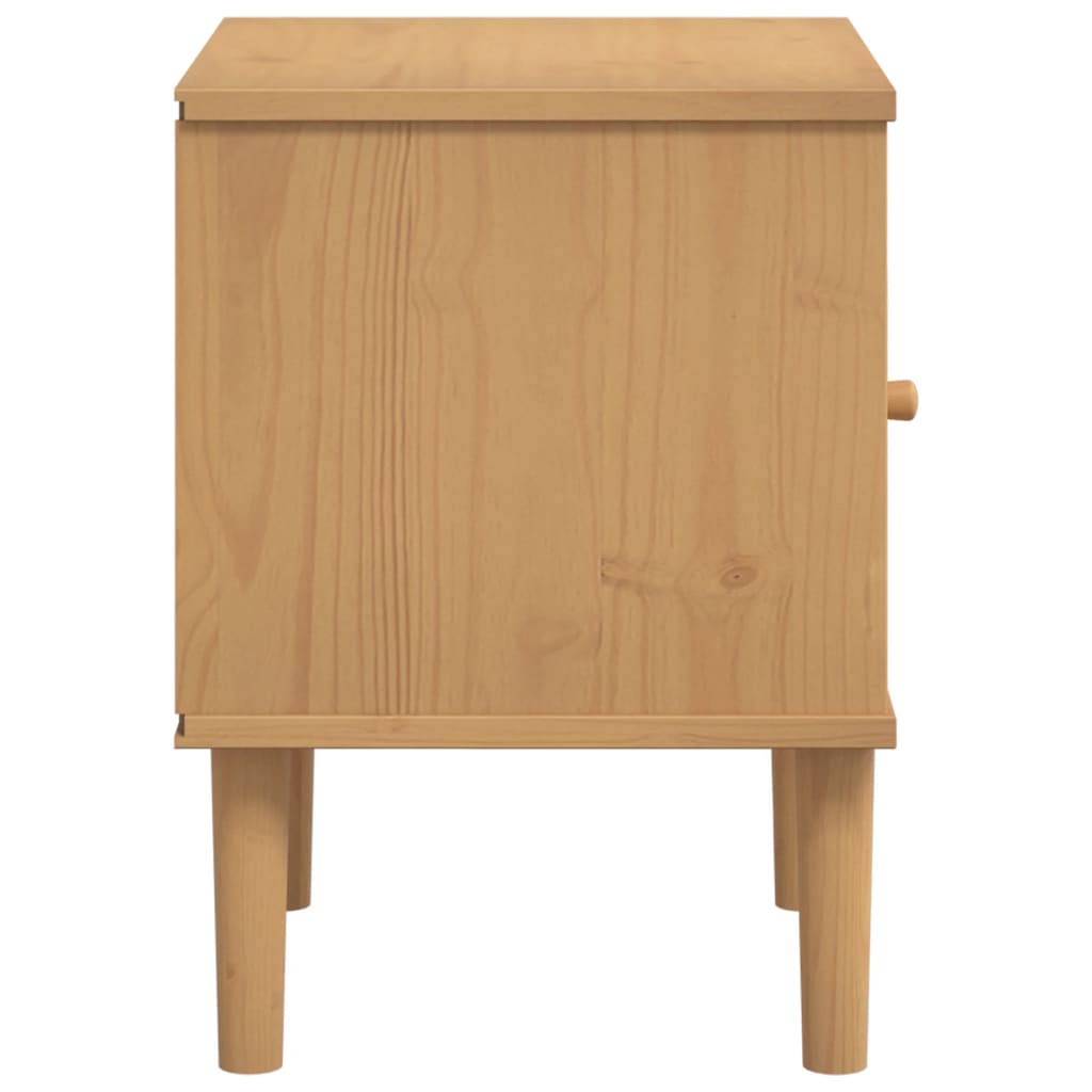 Bedside Cabinet Senja Rattan Look 40X35X48 Cm Solid Wood Pine
