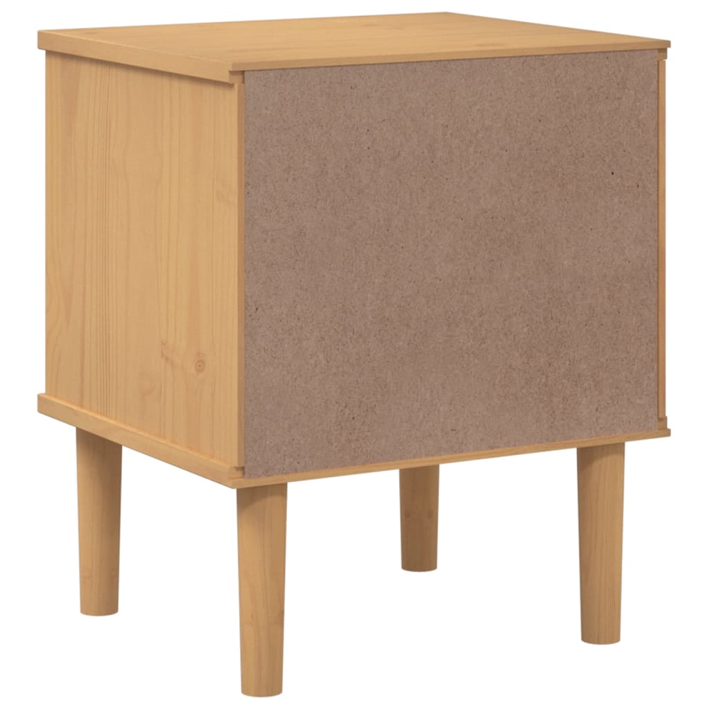 Bedside Cabinet Senja Rattan Look 40X35X48 Cm Solid Wood Pine