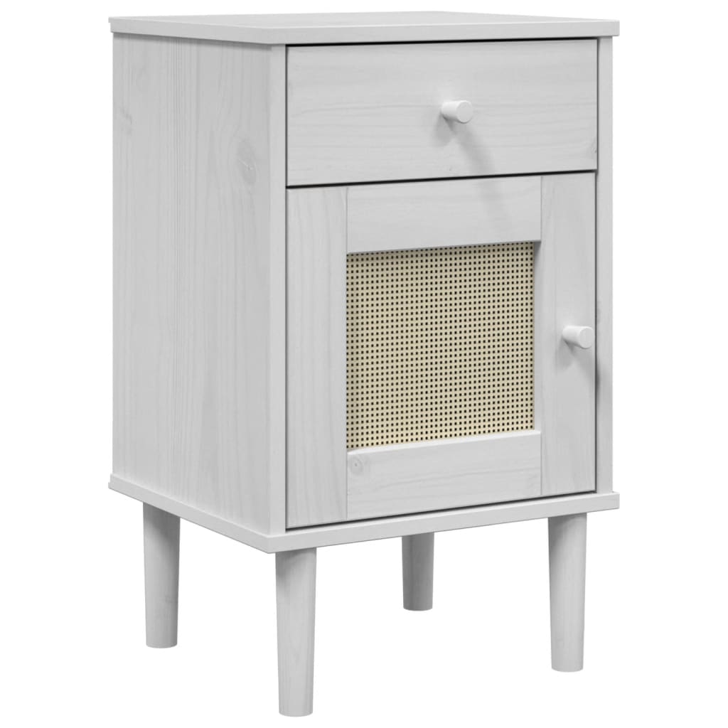 Bedside Cabinet Senja Rattan Look 40X35X65 Cm Solid Wood Pine