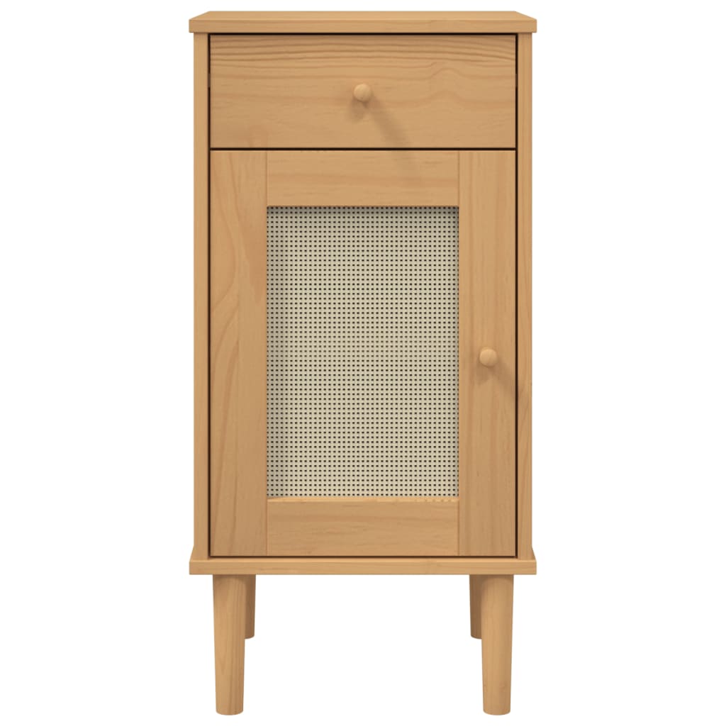Bedside Cabinet Senja Rattan Look 40X35X80 Cm Solid Wood Pine
