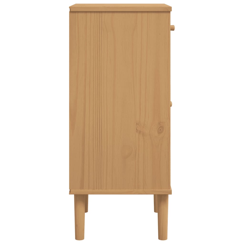 Bedside Cabinet Senja Rattan Look 40X35X80 Cm Solid Wood Pine