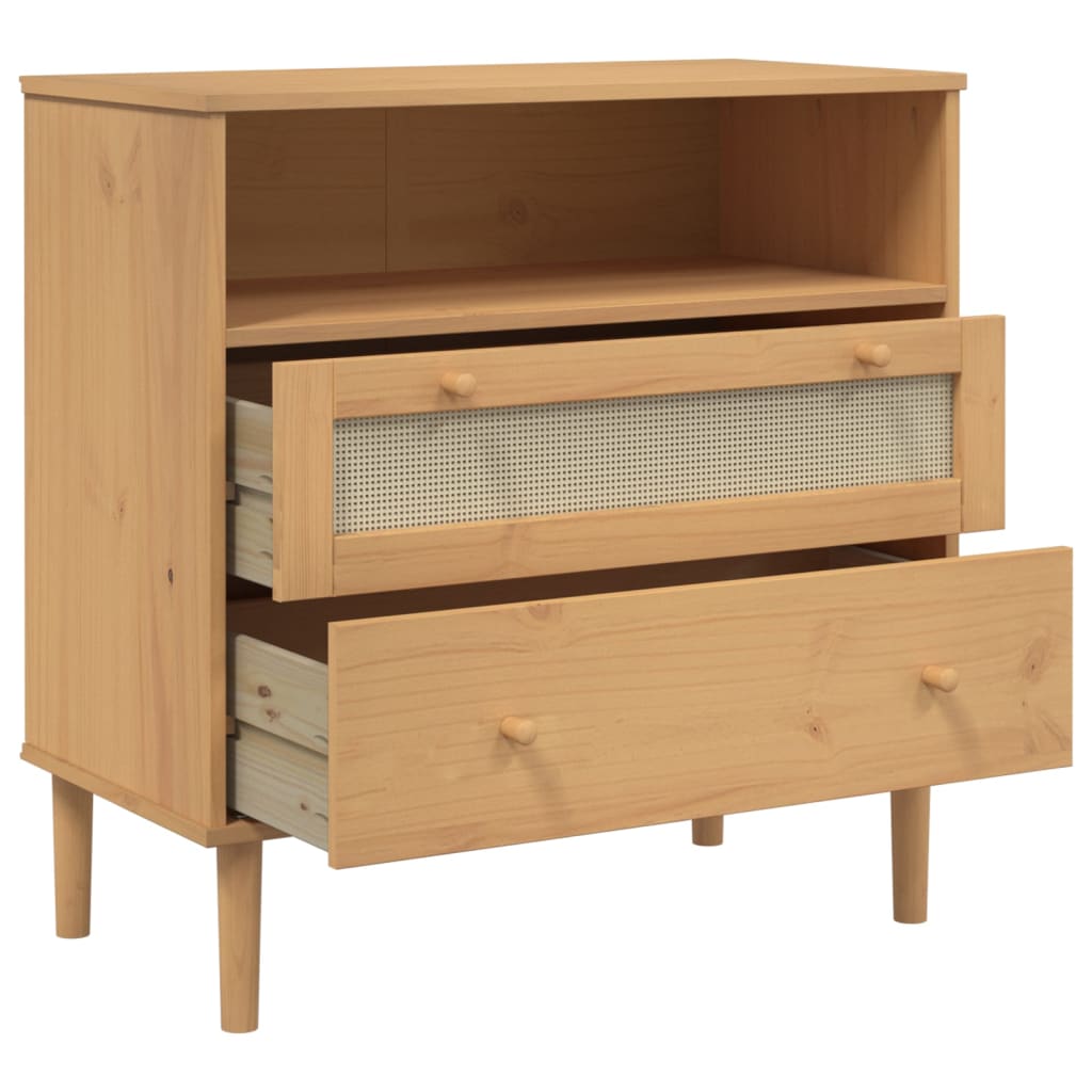 Sideboard Senja Rattan Look 80X40X80 Cm Solid Wood Pine