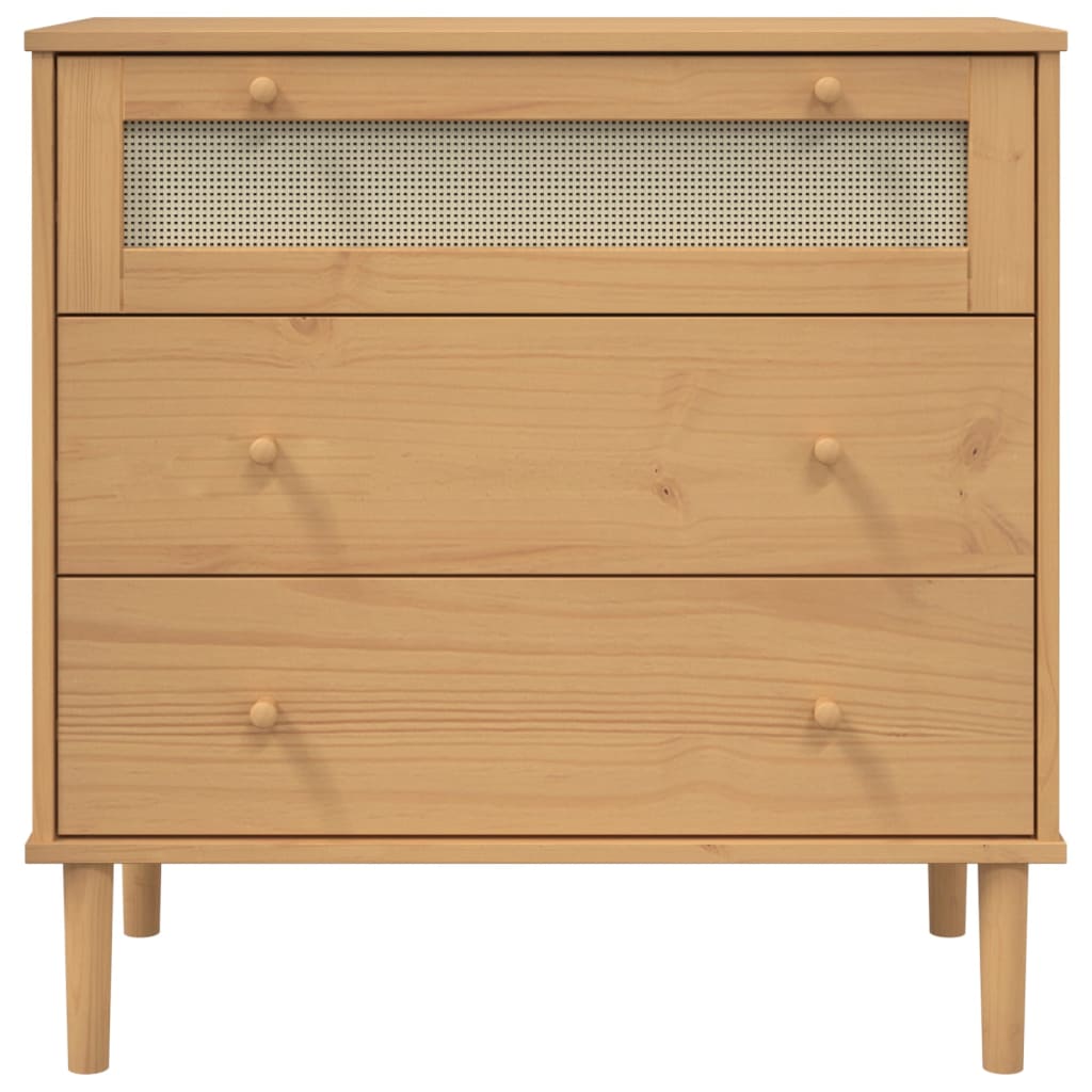 Drawer Cabinet Senja Rattan Look 80X40X80 Cm Solid Wood Pine