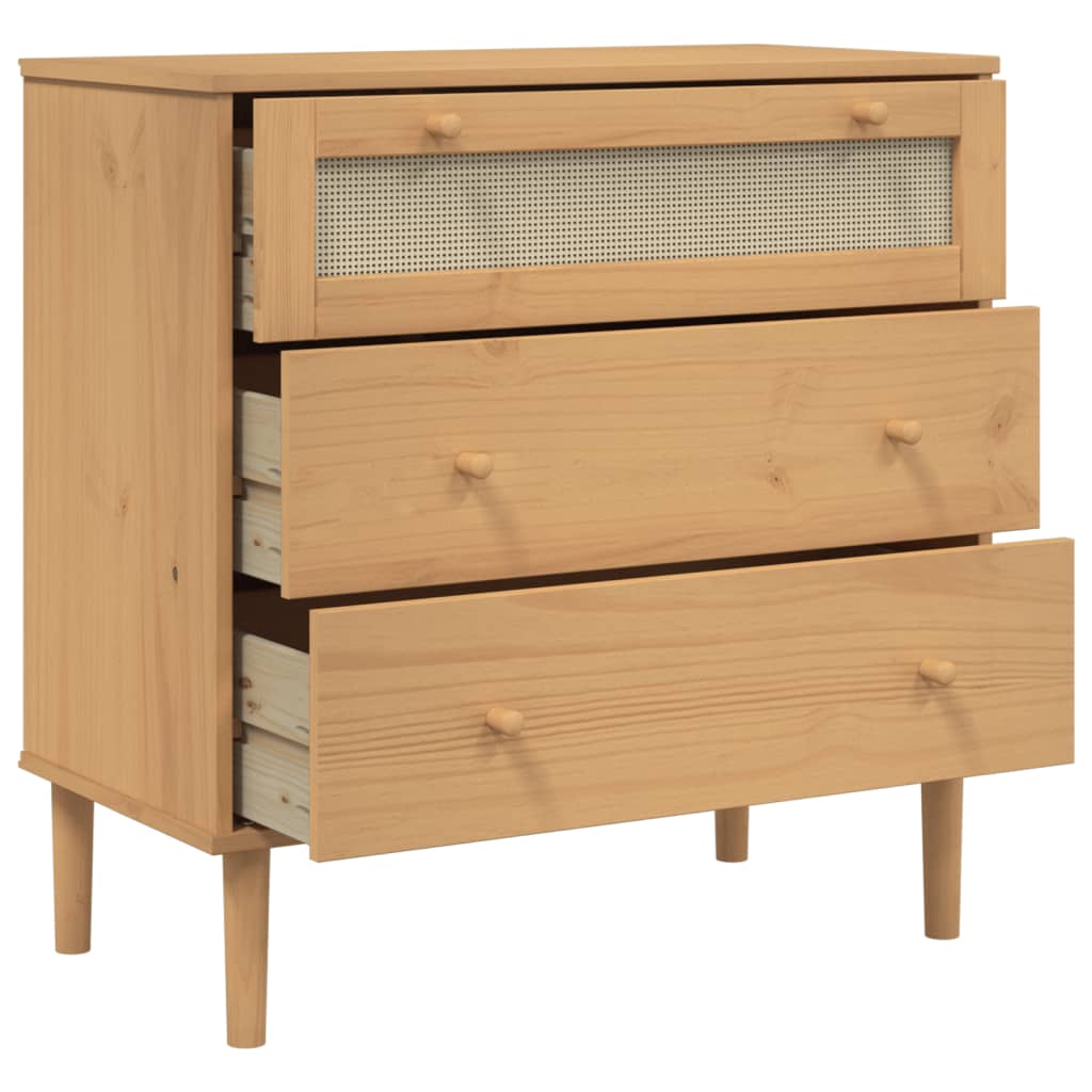 Drawer Cabinet Senja Rattan Look 80X40X80 Cm Solid Wood Pine
