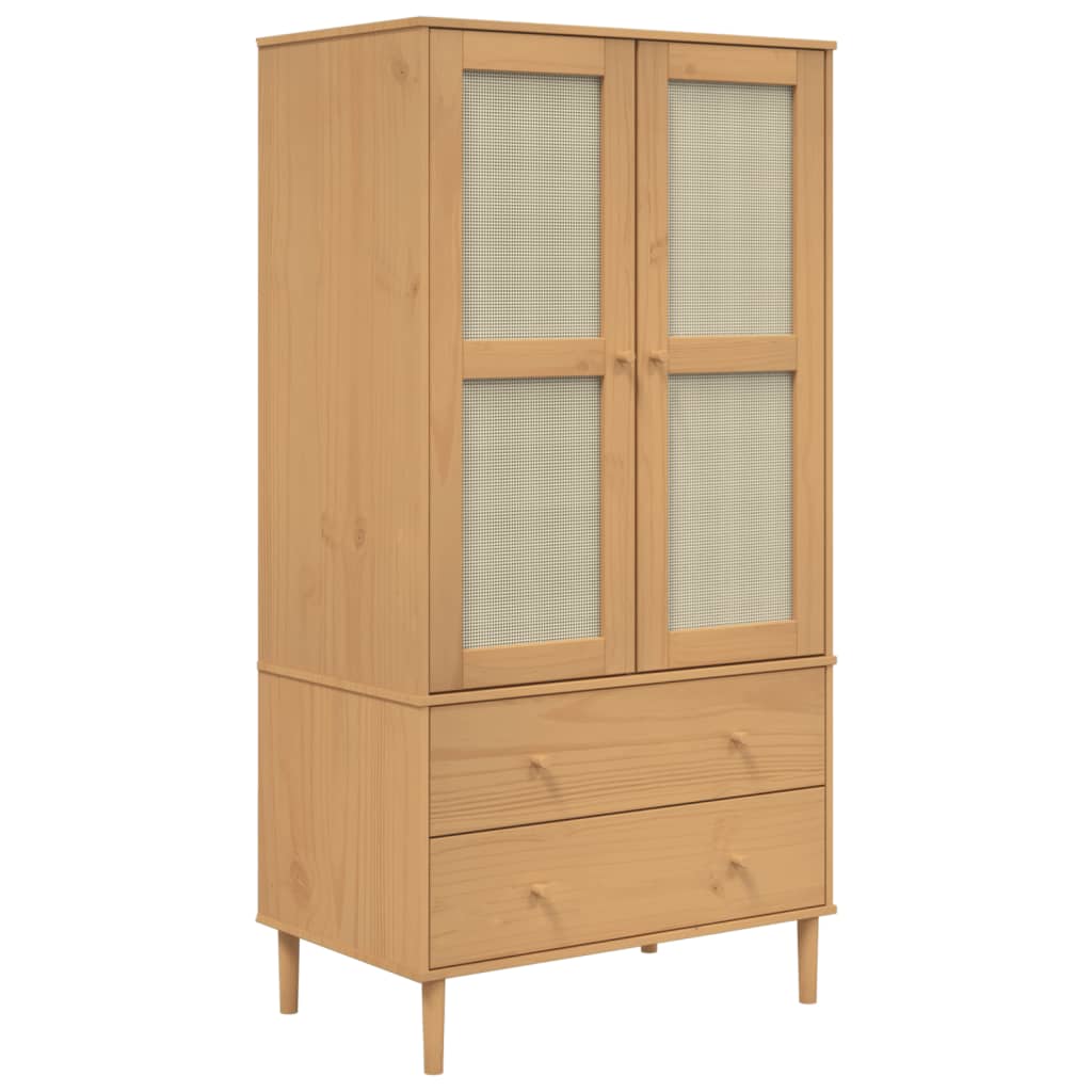 Wardrobe Senja Rattan Look 90X55X175 Cm Solid Wood Pine