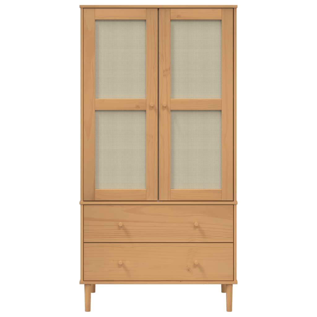 Wardrobe Senja Rattan Look 90X55X175 Cm Solid Wood Pine