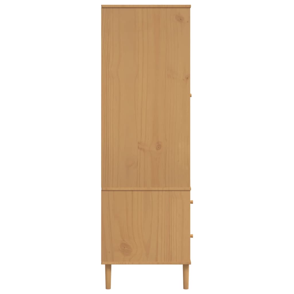 Wardrobe Senja Rattan Look 90X55X175 Cm Solid Wood Pine