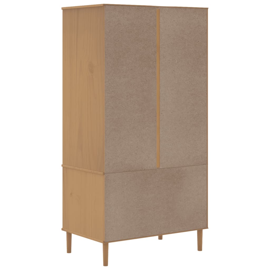 Wardrobe Senja Rattan Look 90X55X175 Cm Solid Wood Pine