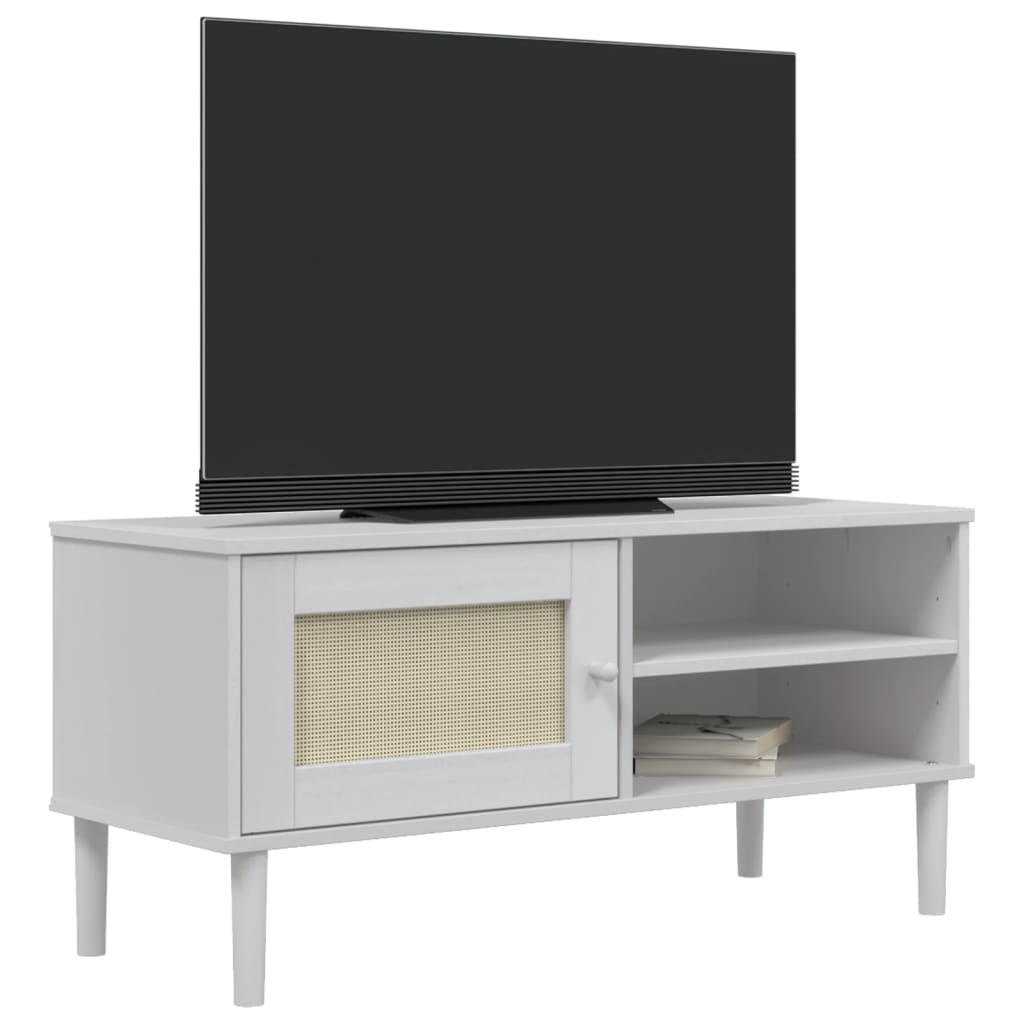 Tv Cabinet Senja Rattan Look 106X40X49Cm Solid Wood Pine