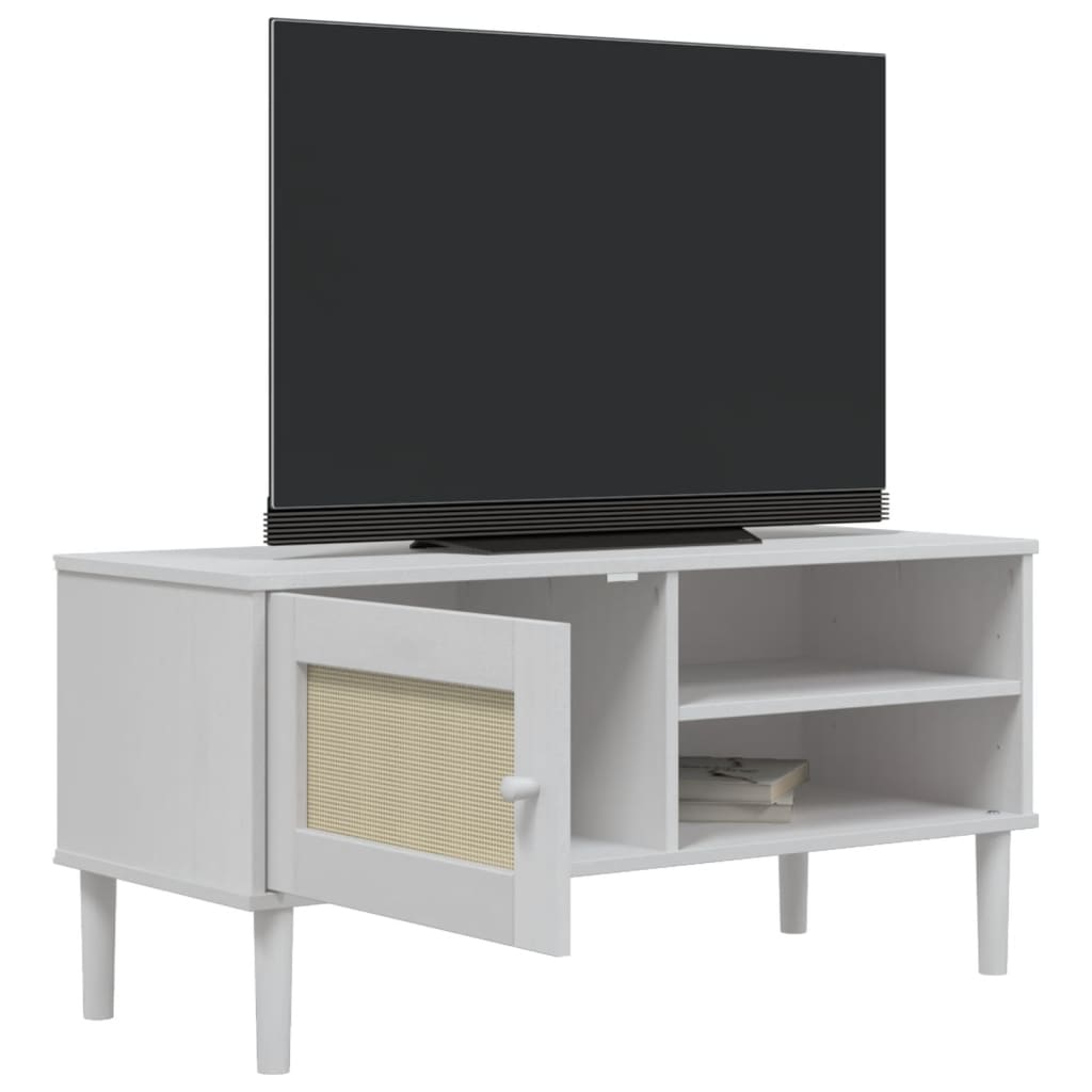 Tv Cabinet Senja Rattan Look 106X40X49Cm Solid Wood Pine
