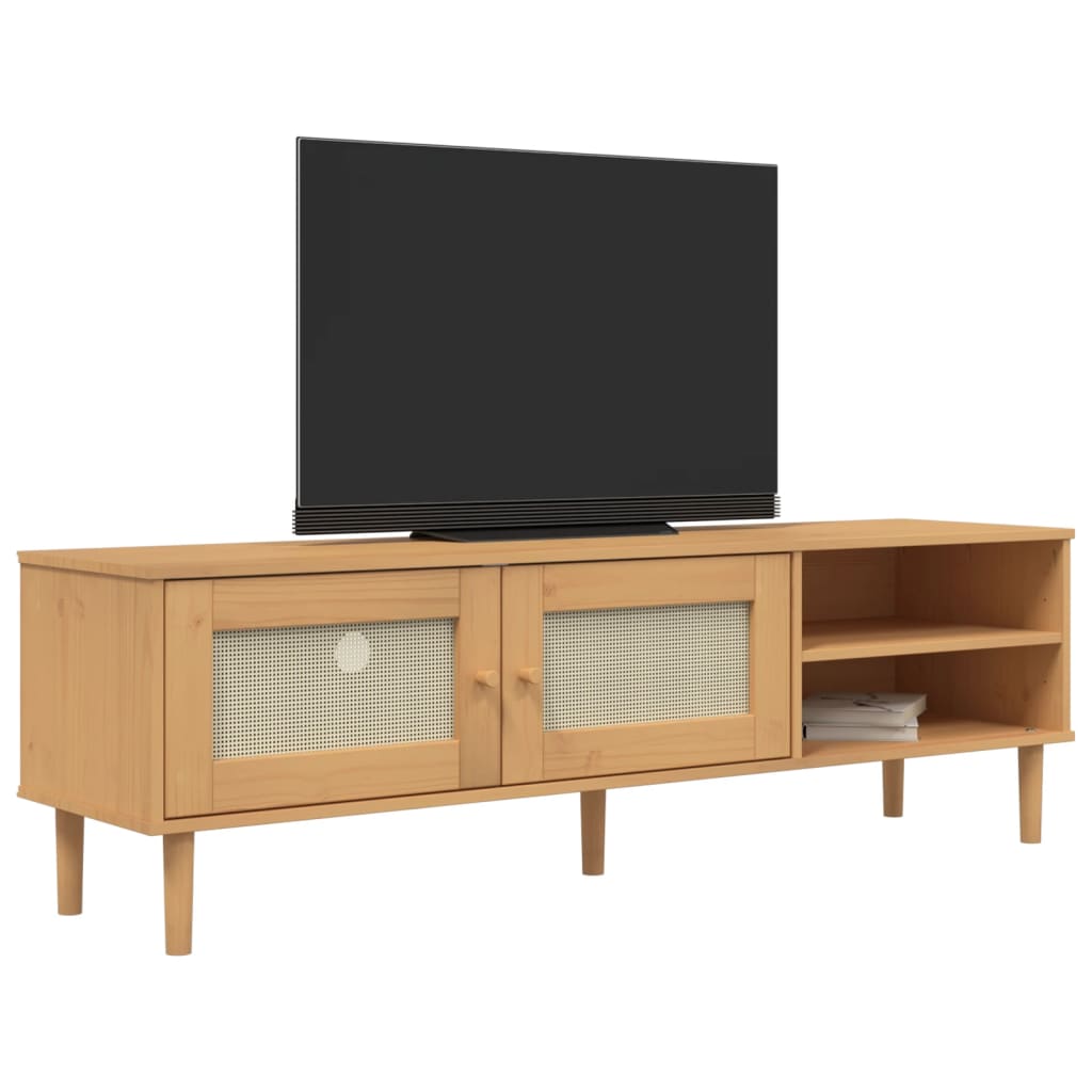Tv Cabinet Senja Rattan Look 158X40X49Cm Solid Wood Pine