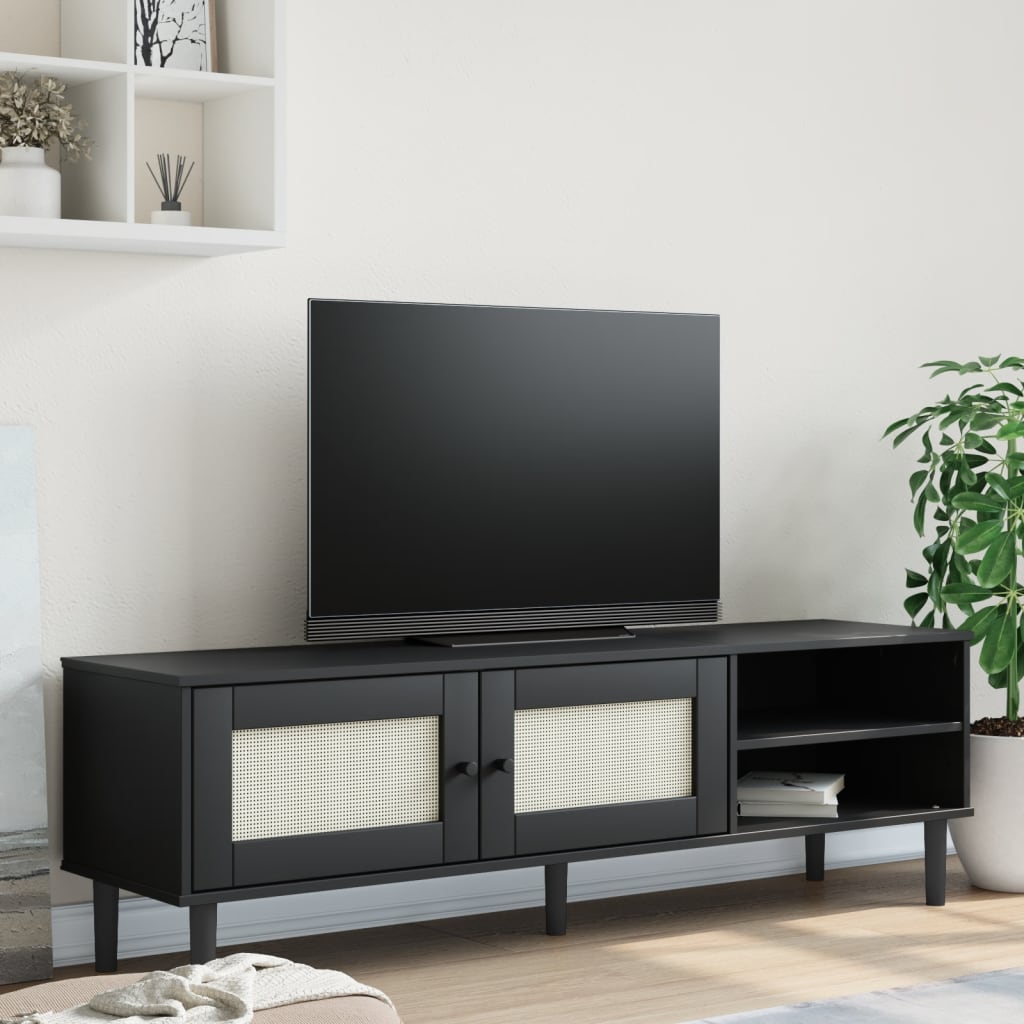 Tv Cabinet Senja Rattan Look 158X40X49Cm Solid Wood Pine