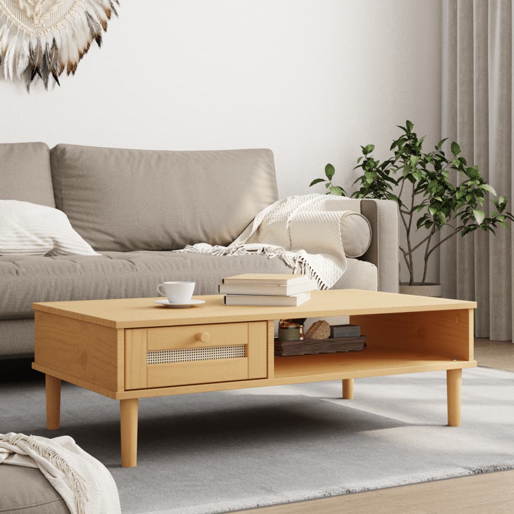 Coffee Table Senja Rattan Look 100X55X33 Cm Solid Wood