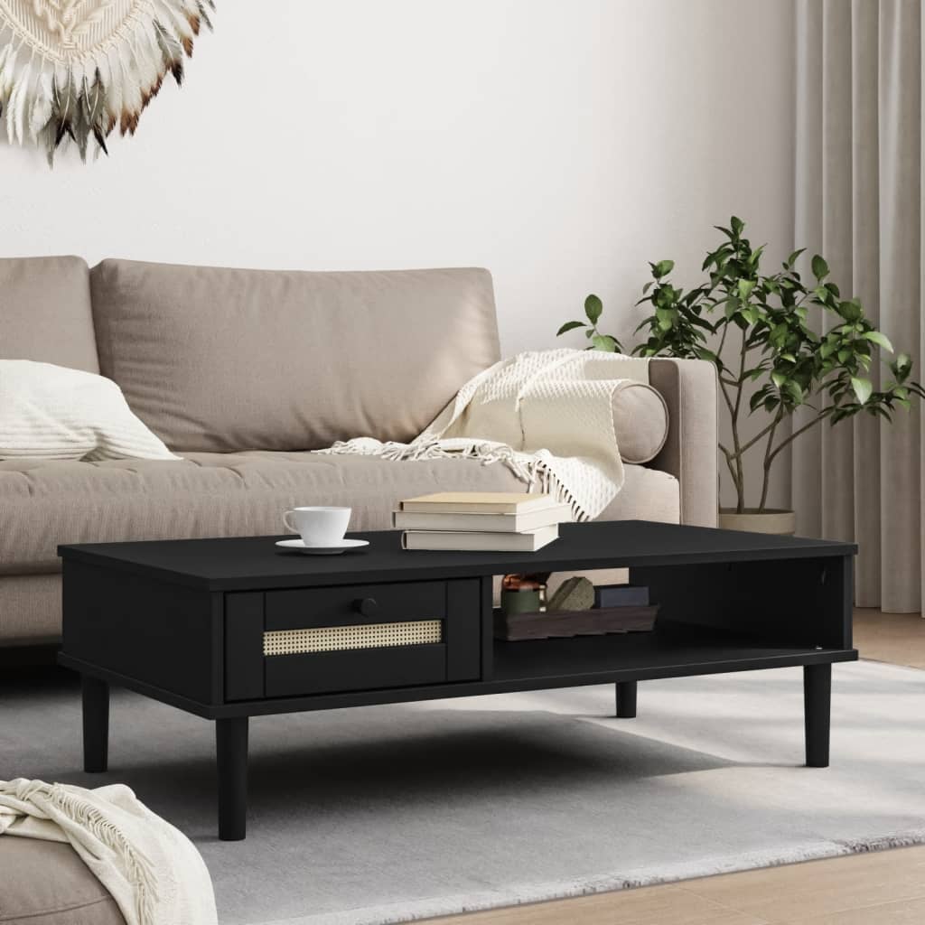 Coffee Table Senja Rattan Look 100X55X33 Cm Solid Wood