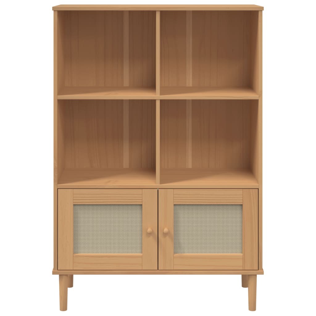 Bookcase Senja Rattan Look 90X35X130 Cm Solid Wood Pine