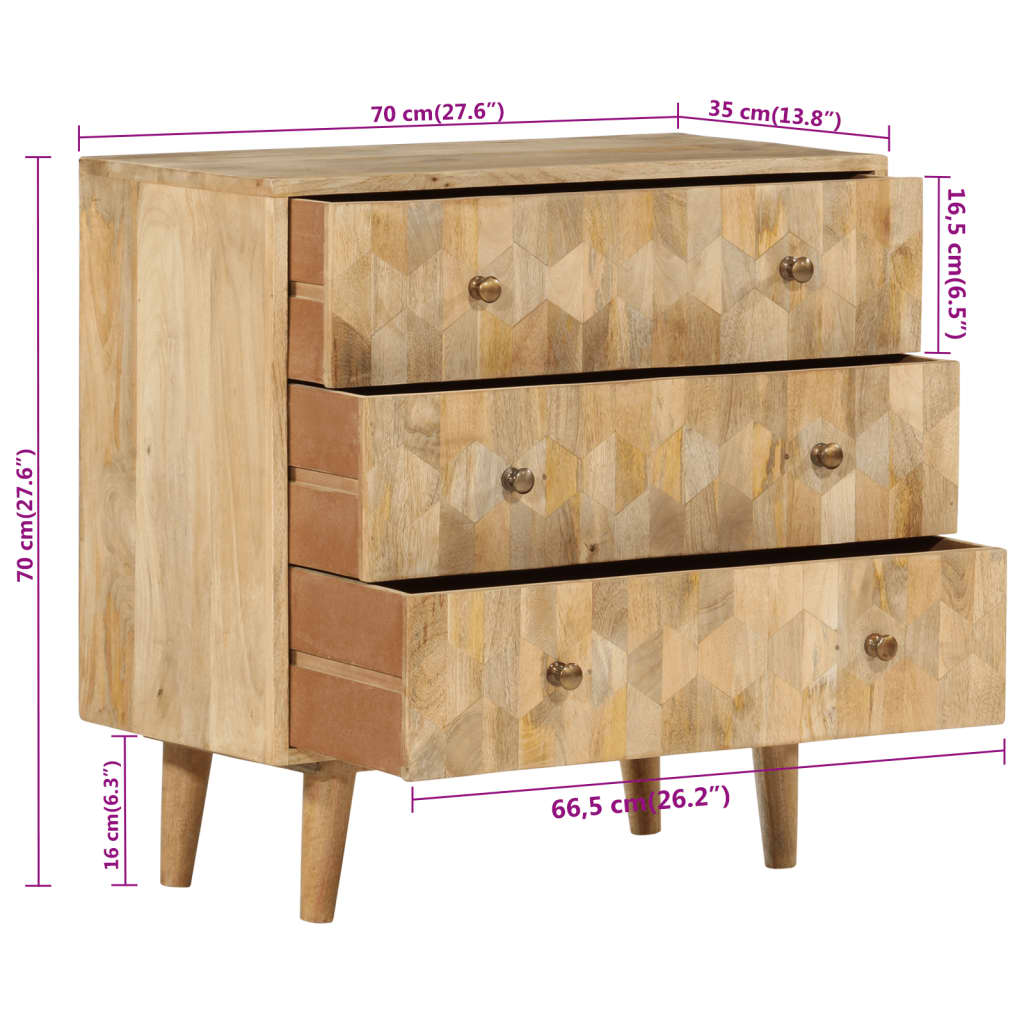 Drawer Cabinet 70X35X Solid Wood Mango