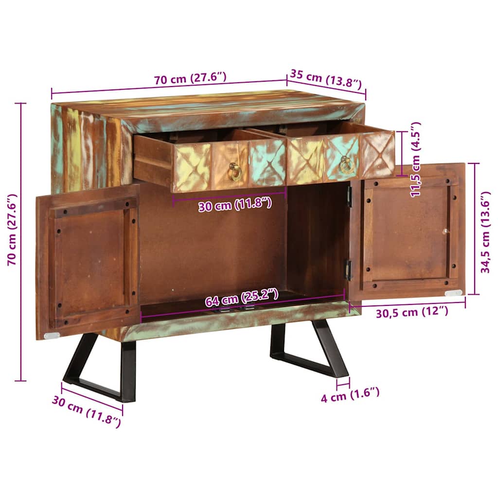 Drawer Cabinet 70X35X70 Cm Solid Wood Reclaimed